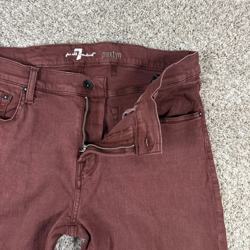 7 For All Mankind  Jeans Mens 38 Burgundy Paxtyn Skinny‎ Fit Stretch Denim